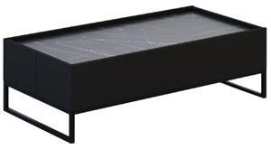 Černý lakovaný konferenční stolek Windsor & Co Helene 120 x 60 cm s mramorovým dekorem