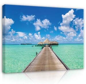 Postershop Obraz na plátně: Nature ocean clouds jetty - 100x75 cm