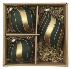 Vánoční baňka Olive/Gold – set 3 ks
