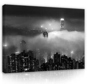 Postershop Obraz na plátně: Architecture city skyscrapers night - 100x75 cm