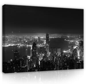 Postershop Obraz na plátně: City panoramic cityline B&W - 100x75 cm