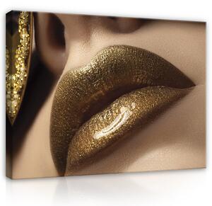 Postershop Obraz na plátně: Golden Lips - 80x60 cm