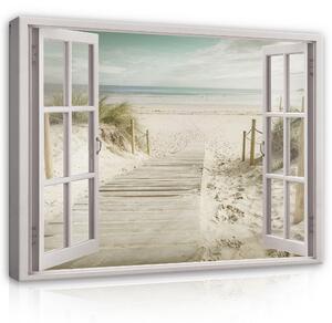 Postershop Obraz na plátně: Window - Beach - 80x60 cm