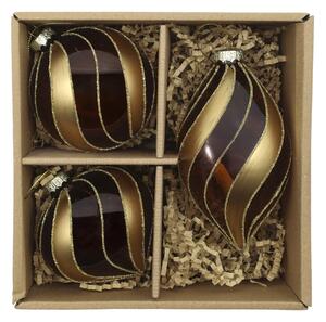 Vánoční baňka Mocca/Gold – set 3 ks