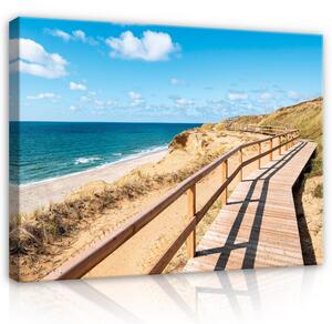 Postershop Obraz na plátně: Landscape Beach Sea Wooden Path - 80x60 cm