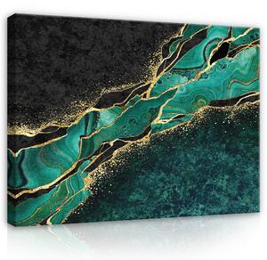 Postershop Obraz na plátně: Structure Marble Dark Green Gold - 80x60 cm