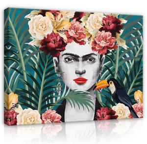 Postershop Obraz na plátně: Art Frida Kahlo Flowers Exotic - 80x60 cm