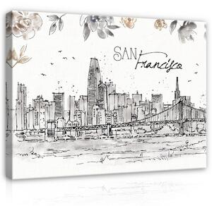 Postershop Obraz na plátně: City San Francisco Drawing Art - 100x75 cm