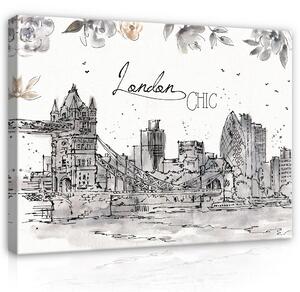 Postershop Obraz na plátně: City of London Drawing Art - 100x75 cm