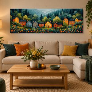 Obraz na plátně - Kouzelná vesnička Foriste FeelHappy.cz Rozměr obrazu (Šířka x Výška): 120 x 40 cm