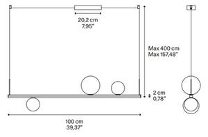 Lodes Random Stick short, závěsné svítidlo 10W LED 2700K, černá/bronzová+čirá+kouřová, délka 100cm