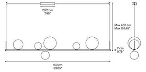 Lodes Random Stick long, závěsné svítidlo 15W LED 2700K, černá/bronzová, délka 150cm