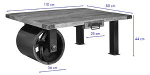 IRON Konferenční stolek Mango 110x80x43, bělený, lakovaný