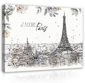 Postershop Obraz na plátně: City Paris Drawing Leaves - 100x75 cm