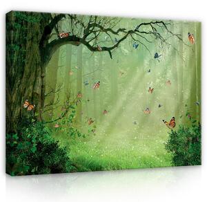 Postershop Obraz na plátně: For Children Forest Fairytale Butterflies - 100x75 cm