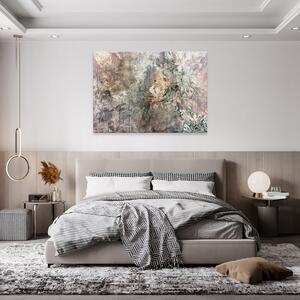 Postershop Obraz na plátně: Structure wall flowers leaves - 80x60 cm