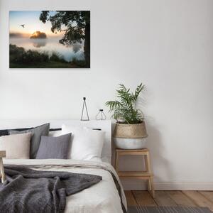 Postershop Obraz na plátně: Landscape nature lake mist - 80x60 cm