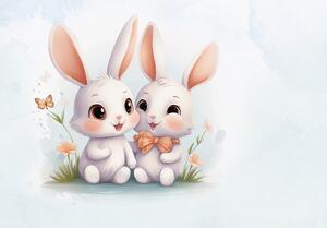 Postershop Fototapeta vliesová: For Kids Joyful Bunnies - 208x146 cm