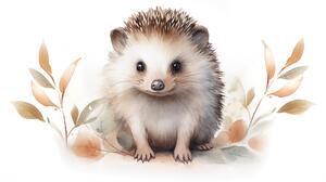 Postershop Fototapeta vliesová: For Kids Hedgehog Leaves - 208x146 cm