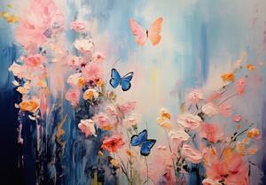 Postershop Fototapeta vliesová: Flowers Composition Butterflies 1 - 208x146 cm