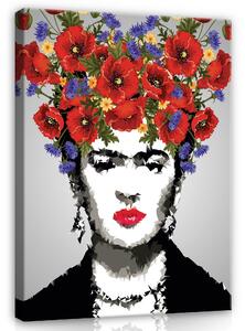 Postershop Obraz na plátně: Art Frida Kahlo Flowers Woman Portrait - 80x60 cm