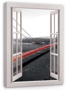 Postershop Obraz na plátně: Window view 3D bridge - 80x60 cm