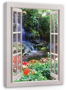 Postershop Obraz na plátně: View window 3D jungle - 80x60 cm