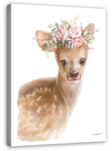 Postershop Obraz na plátně: For Children Animals Deer Flowers - 100x75 cm