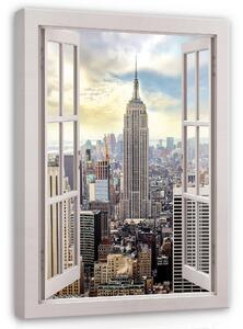 Postershop Obraz na plátně: View window 3D New York - 80x60 cm