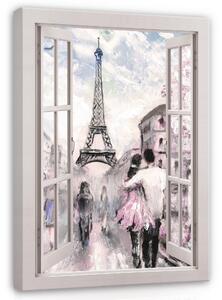 Postershop Obraz na plátně: View window Paris watercolour - 80x60 cm