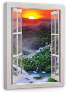 Postershop Obraz na plátně: View window landscape mountain - 80x60 cm