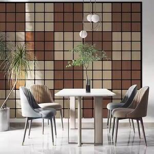 Dřevěný akustický panel s kostkovaným vzorem z bílého dubu Freja 60 × 60 × 1,8 cm na stěnu k nalepení nebo přišroubování