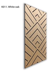 Samolepicí akustický panel s V-vzorem ze světlého dubu Freja 120 × 60 × 0,9 cm z pravé dýhy na stěnu