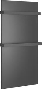Sapho ENIS koupelnový sálavý topný panel 600W, 590x1200 mm, držáky ručníků, IP44, černá mat RH600B-2