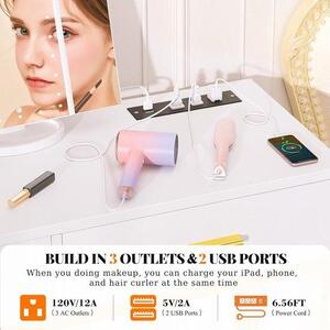 Toaletní stolek se zrcadlem – Nábytek do ložnice – Integrované osvětlení – Rozměry: 90 x 40 x 76 cm – Barva: zlatá