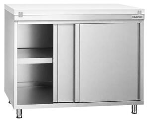 Nízká nerezová skříňka rozměrů 1000 x 700 mm s bílou pracovní deskou PREMIUM – GOLDINOX