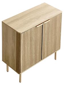 SucceBuy Sideboard kuchyňská skříňka se 2 policemi, bufetová skříňka v klasickém designu do obývacího pokoje, předsíně a kuchyně, úložná skříňka 80 x 37,5 x 80 cm v dubovém provedení