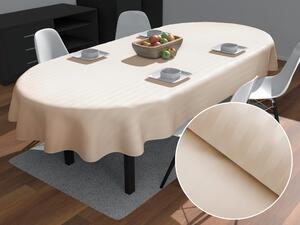 Biante Damaškový oválný ubrus Atlas Gradl béžové proužky 2 cm DM-018 50x100 cm