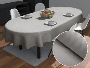 Biante Damaškový oválný ubrus Atlas Gradl hnědošedé proužky 2 cm DM-019 50x100 cm