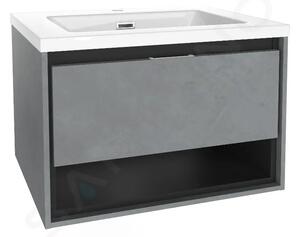 Kielle Skříňka s umyvadlem 60 cm, beton/matná černá 50026S605