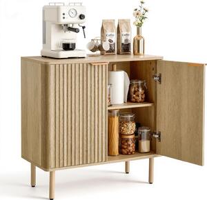 VEVOR Sideboard kuchyňská skříň se 2 odkládacími plochami, bufetová skříň ve středověkém stylu do obývacího pokoje, vstupní haly, kuchyně, úložná skříň 80 x 37,5 x 80 cm dubová kuchyňská bufetová skříň