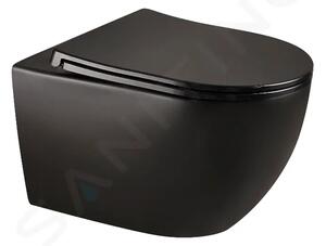 Kielle Závěsné WC se sedátkem SoftClose, Rimless, matná černá 30115042