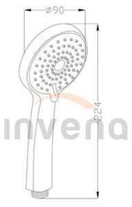 Invena Dafni, 3-funkční ruční sprchová hlavice kulatá, chrom-bílá, INV-AS-02-002-X