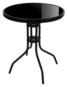 Kulatý zahradní stůl se skleněnou deskou ISLAND BLACK 60 cm, černý
