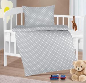 Bellatex Dětské povlečení bavlna Agáta 90x135, 45x60 cm Puntík šedá, bílá