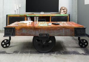 INDUSTRY Konferenční stolek 120x60 cm, litina a staré dřevo