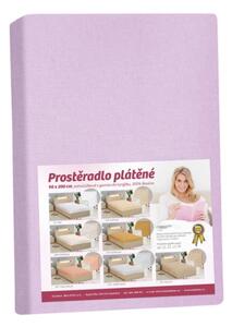 Bellatex Prostěradlo plátěné s gumou 90x200 cm fialová