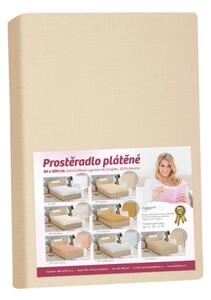 Bellatex Prostěradlo plátěné s gumou 90x200 cm béžová