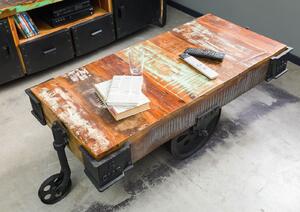 INDUSTRY Konferenční stolek 120x60 cm, litina a staré dřevo