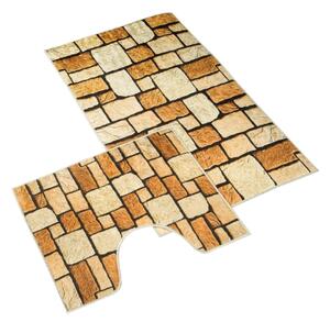 Bellatex koupelnové předložky 3D tisk sada 60x100, 60x50 cm Dlažba kamenná
